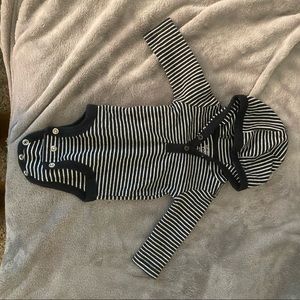 Striped hooded onesie